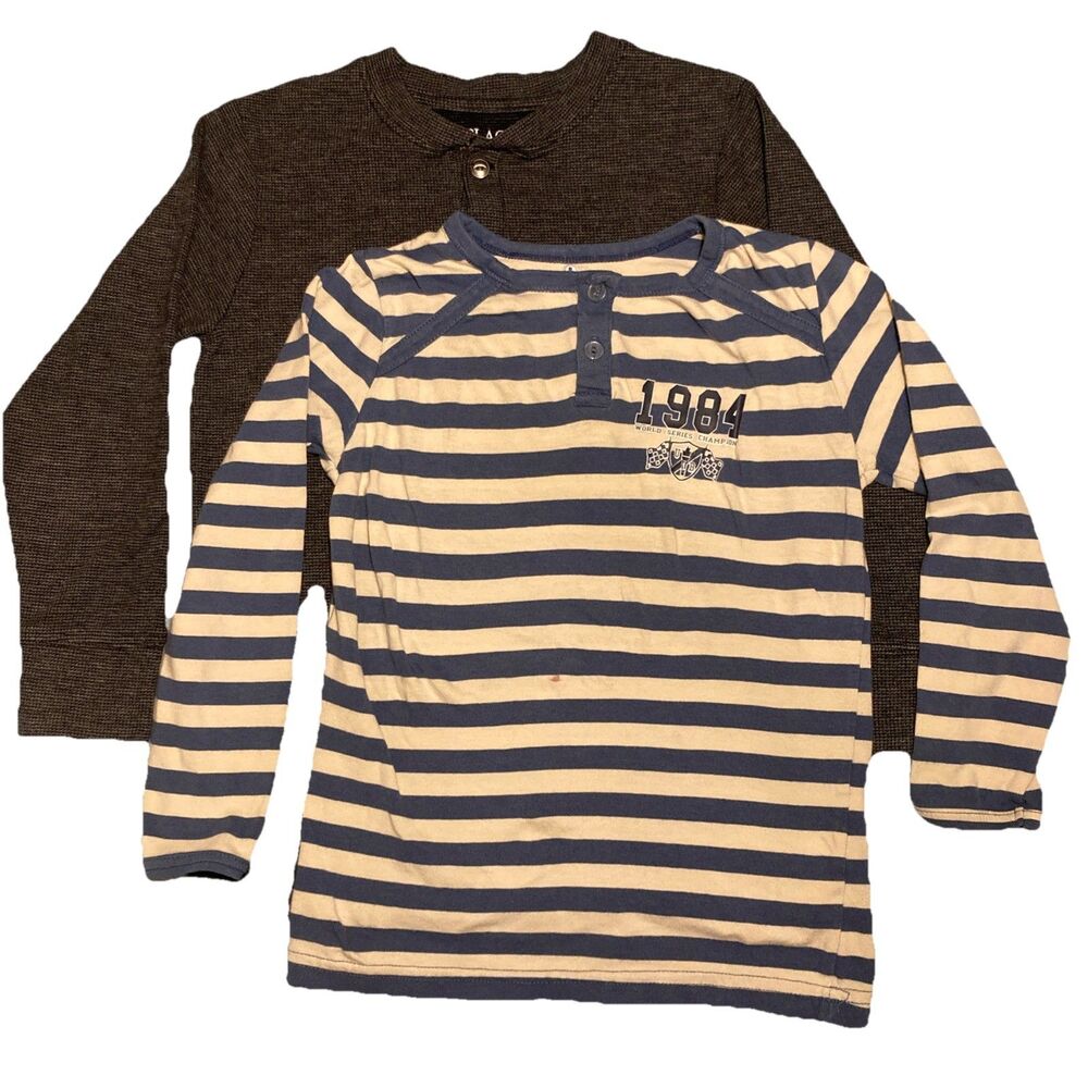 2-Boys Sz 5/6 Children’s, Baykar Long Sleeve T-shirts, Plain, Striped, GUC